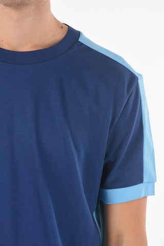 T-shirt Girocollo Con Bande Laterali A Contrasto