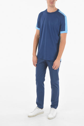 T-shirt Girocollo Con Bande Laterali A Contrasto