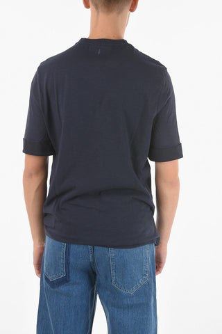 Breast Pocket Front TAVEL MULTIYARN Crew-Neck T-shirt