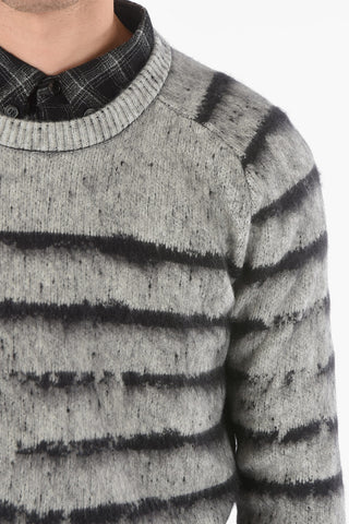 Crew Neck Balanced Stripe Mohair Blend Pullover