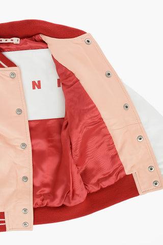 Snap Buttons Leather Bomber
