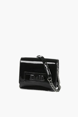 EST.1978 patent leather BLACK PLAIN mini shoulder bag