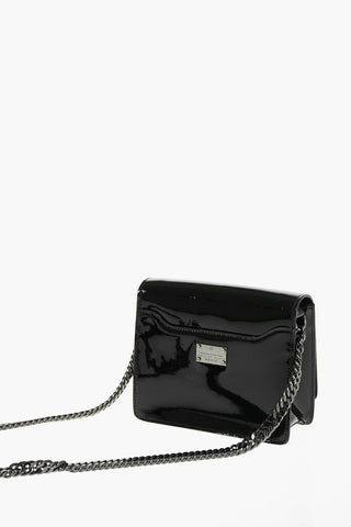 EST.1978 patent leather BLACK PLAIN mini shoulder bag