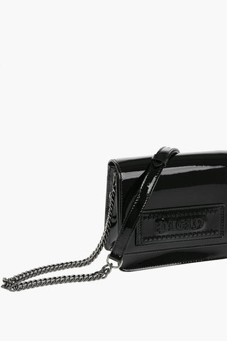 EST.1978 patent leather BLACK PLAIN mini shoulder bag