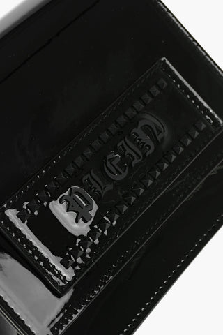 EST.1978 patent leather BLACK PLAIN mini shoulder bag