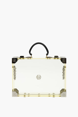 sheer rigid handbag with removable shoulder strap