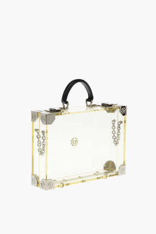 sheer rigid handbag with removable shoulder strap