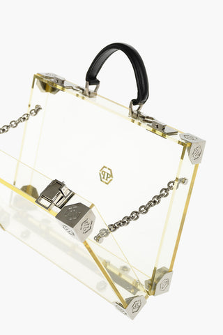sheer rigid handbag with removable shoulder strap