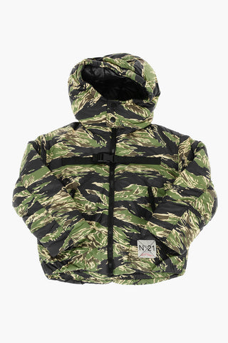 giubbotto camouflage imbottito con cappuccio removibile