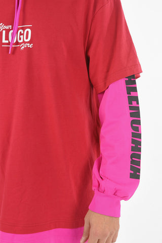 T-shirt Con Cappuccio YOUR LOGO HERE Doppio Strato A Maniche Lunghe 