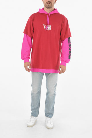 T-shirt Con Cappuccio YOUR LOGO HERE Doppio Strato A Maniche Lunghe 