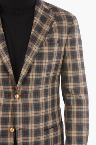 CC COLLECTION Half-lined REFINED Checkered Virgin Wool Blazer