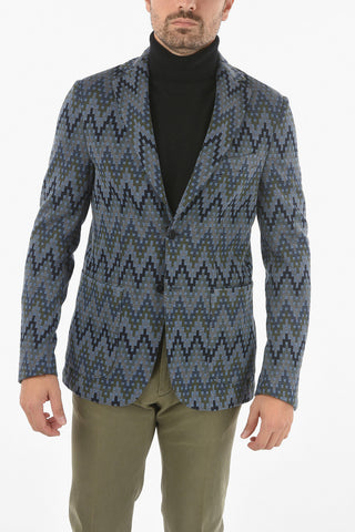 CC COLLECTION Geometric Herringbone PURO Cotton Blazer