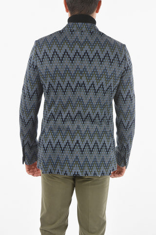CC COLLECTION Geometric Herringbone PURO Cotton Blazer