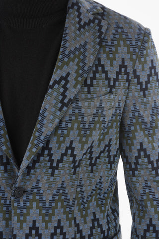 CC COLLECTION Geometric Herringbone PURO Cotton Blazer