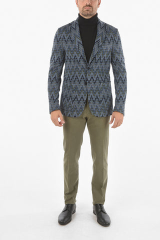 CC COLLECTION Geometric Herringbone PURO Cotton Blazer