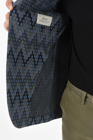 CC COLLECTION Geometric Herringbone PURO Cotton Blazer
