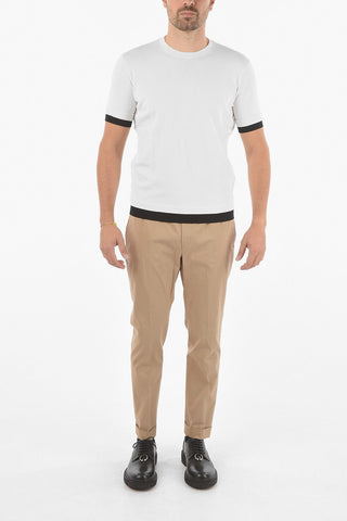 Short Sleeve Crew Neck TRAVEL Sweater with Contrast Finishes
