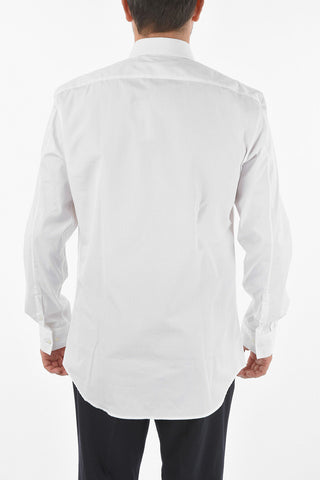 Poplin Cotton TUXEDO Shirt with Hidden Button Closure