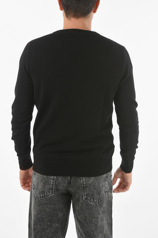 V-neck Cashmere Sweater With Embroidered Logo