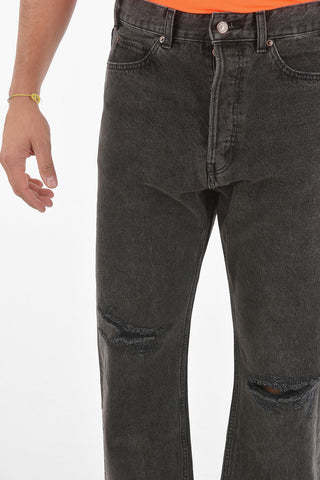 Jeans 5 Tasche Bootcut in Denim Distressed