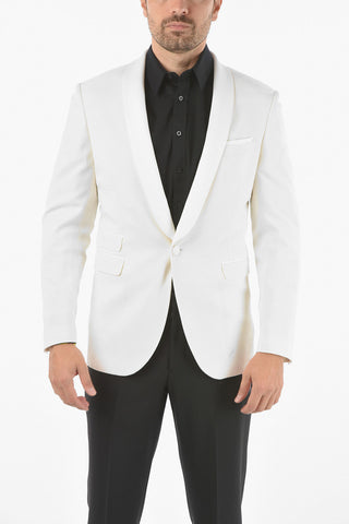 Blazer 1 Bottone TUXEDO in Motivo Camou Tono su Tono con Revers Sciallato