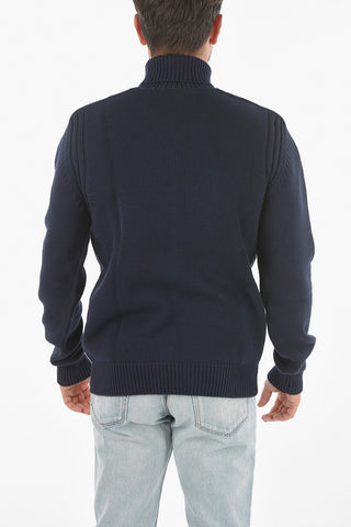 Maglia A Collo Alto Con Bordi A Costine