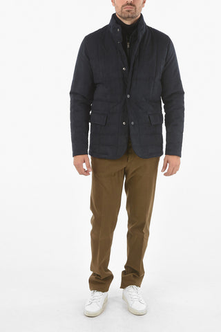 ID Removable Hood SUERETTO Suede Quilted Jacket