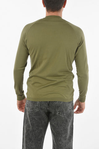 Crew Neck Cuffed Cotton Sweater
