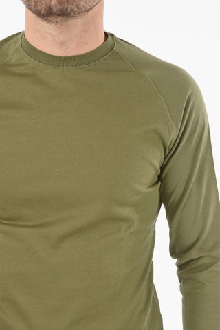 Crew Neck Cuffed Cotton Sweater