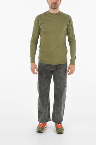 Crew Neck Cuffed Cotton Sweater