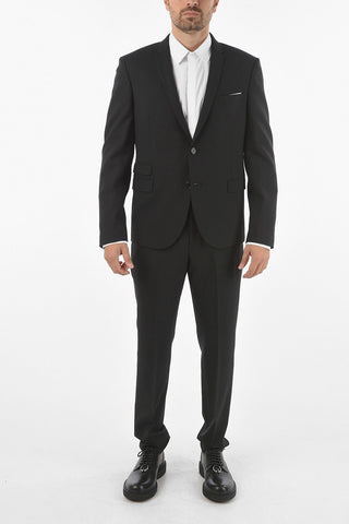 Virgin Wool Blend TRAVEL 2-button Suit with Narrow Notch Lapel