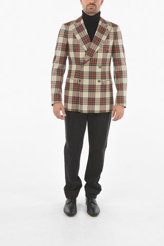 CC COLLECTION Blazer Doppiopetto REWARD in Lana Vergine Motivo Gun Club Check