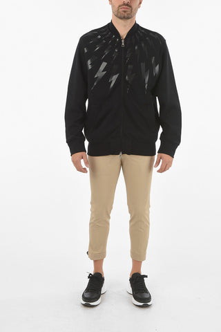 Neoprene FAIR-ISLE THUNDERBOLT Sweatshirt with Zip Closure