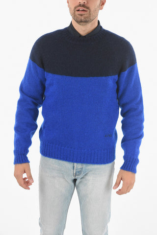 Mohair Silk Blend Crewneck Two Tones Jumper