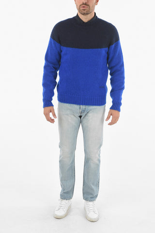 Mohair Silk Blend Crewneck Two Tones Jumper
