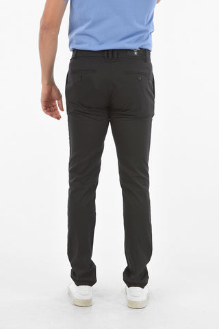 Pantaloni 4 Tasche in Misto Cotone con Chiusura a Scomparsa