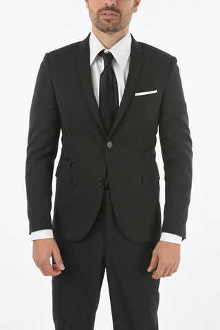 Side Vents Fitted Slim Notch Lapel 2-Button Blazer