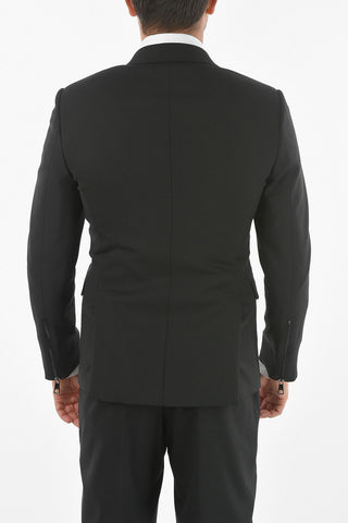 Side Vents Fitted Slim Notch Lapel 2-Button Blazer