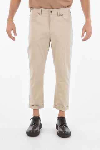 Loose Fit Low Waist Trousers with Visible Stitching