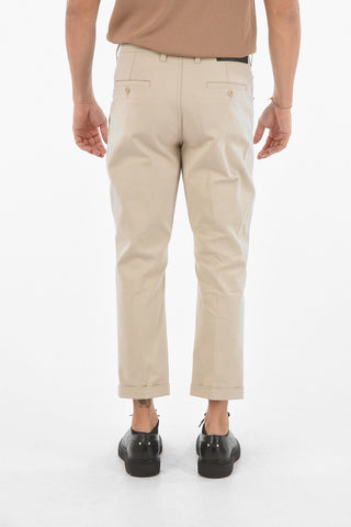 Loose Fit Low Waist Trousers with Visible Stitching