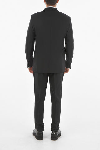 Virgin Wool Blend 2-button Suit with Peak Lapel