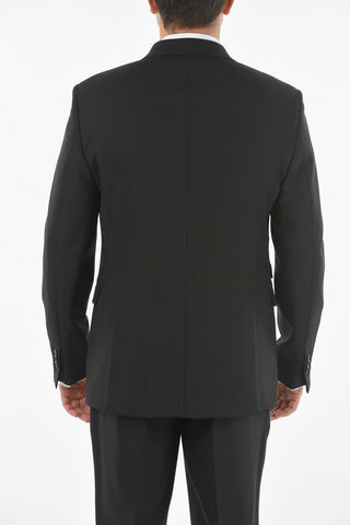 Virgin Wool Blend 2-button Suit with Peak Lapel