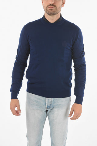 Maglia Gircollo In Lana Con Logo Ricamato