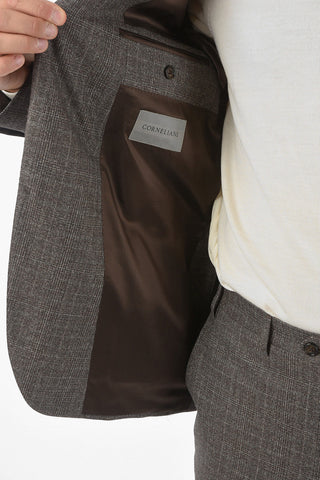 2 Button GATE District Check Virgin Wool Blend Suit