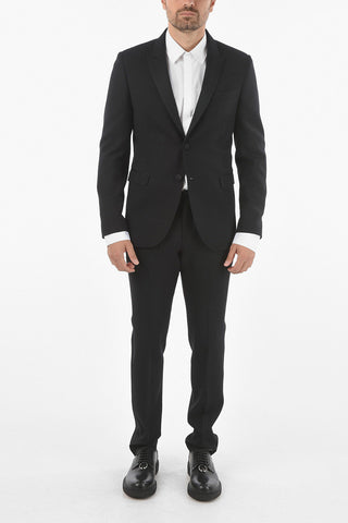 2-button TUXEDO Suit in Honeycomb Motif with Satin Peak Lapel