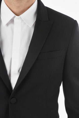 2-button TUXEDO Suit in Honeycomb Motif with Satin Peak Lapel