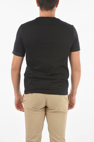 Printed SCULPTED WARRIORS SERIES Crew-Neck T-shirt with Cuffed Short Sleeves
