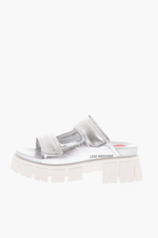 LOVE Sandali TASSEL70 in Pelle Laminata con Chiusura in Velcro 5cm