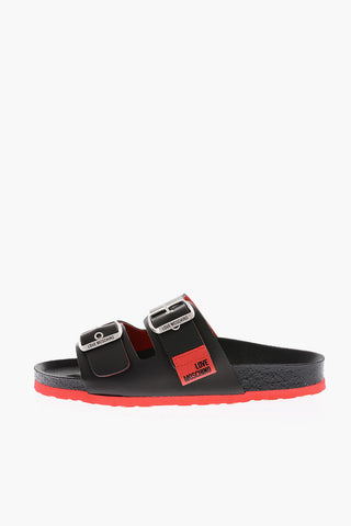 LOVE Sandali in Pelle con Doppia Fibbia e Suola a Contrasto